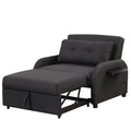 Pull Out Sofa Sleeper 3 In 1 With 2 Wing Table And Usb Charge For Nap Line Fabric For Living Room Recreation Room Black Black Foam Linen