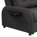 Pull Out Sofa Sleeper 3 In 1 With 2 Wing Table And Usb Charge For Nap Line Fabric For Living Room Recreation Room Black Black Foam Linen