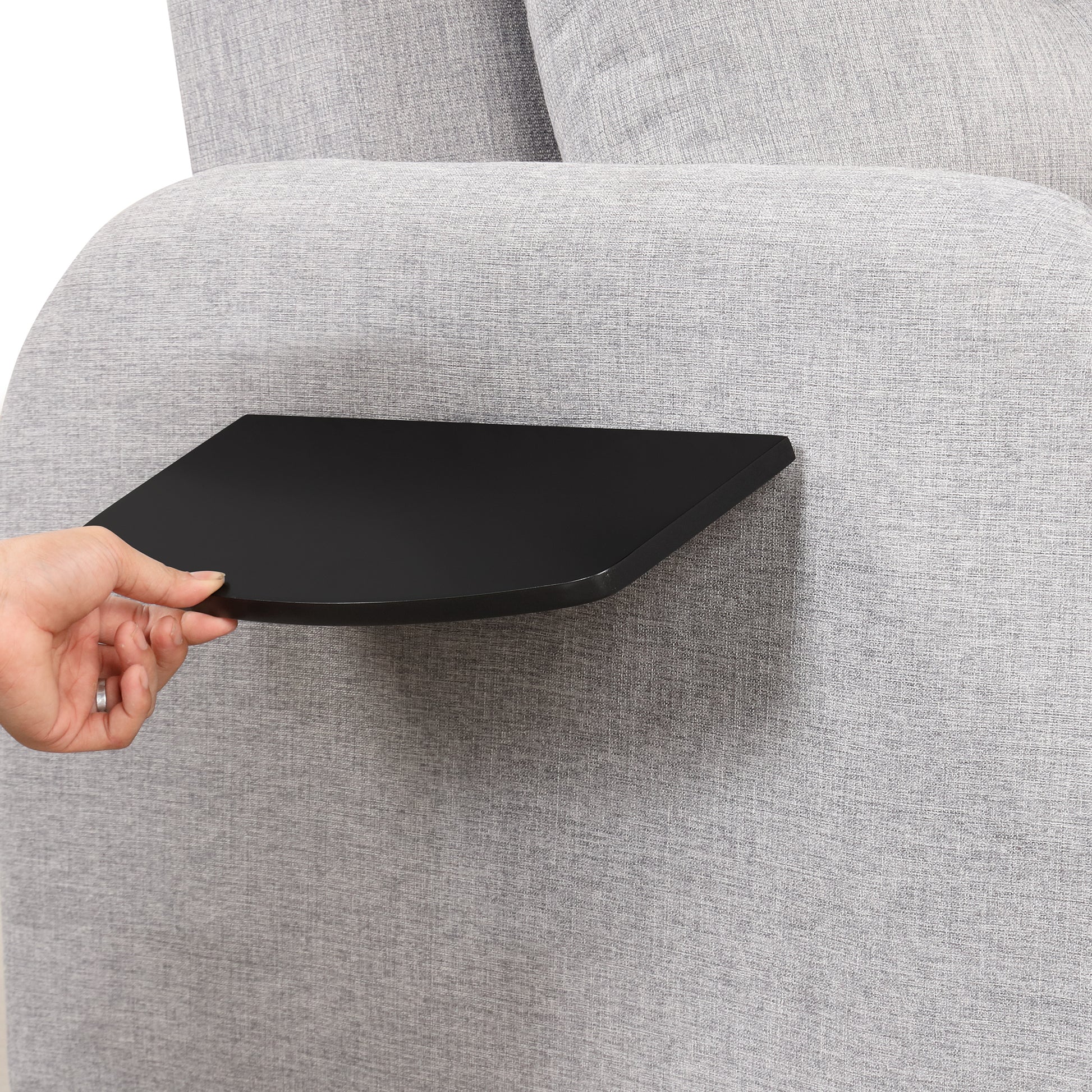 Pull Out Sofa Sleeper 3 In 1 With 2 Wing Table And Usb Charge For Nap Line Fabric For Living Room Recreation Room Grey Gray Foam Linen