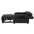 Pull Out Sofa Sleeper 3 In 1 With 2 Wing Table And Usb Charge For Nap Line Fabric For Living Room Recreation Room Black Black Foam Linen