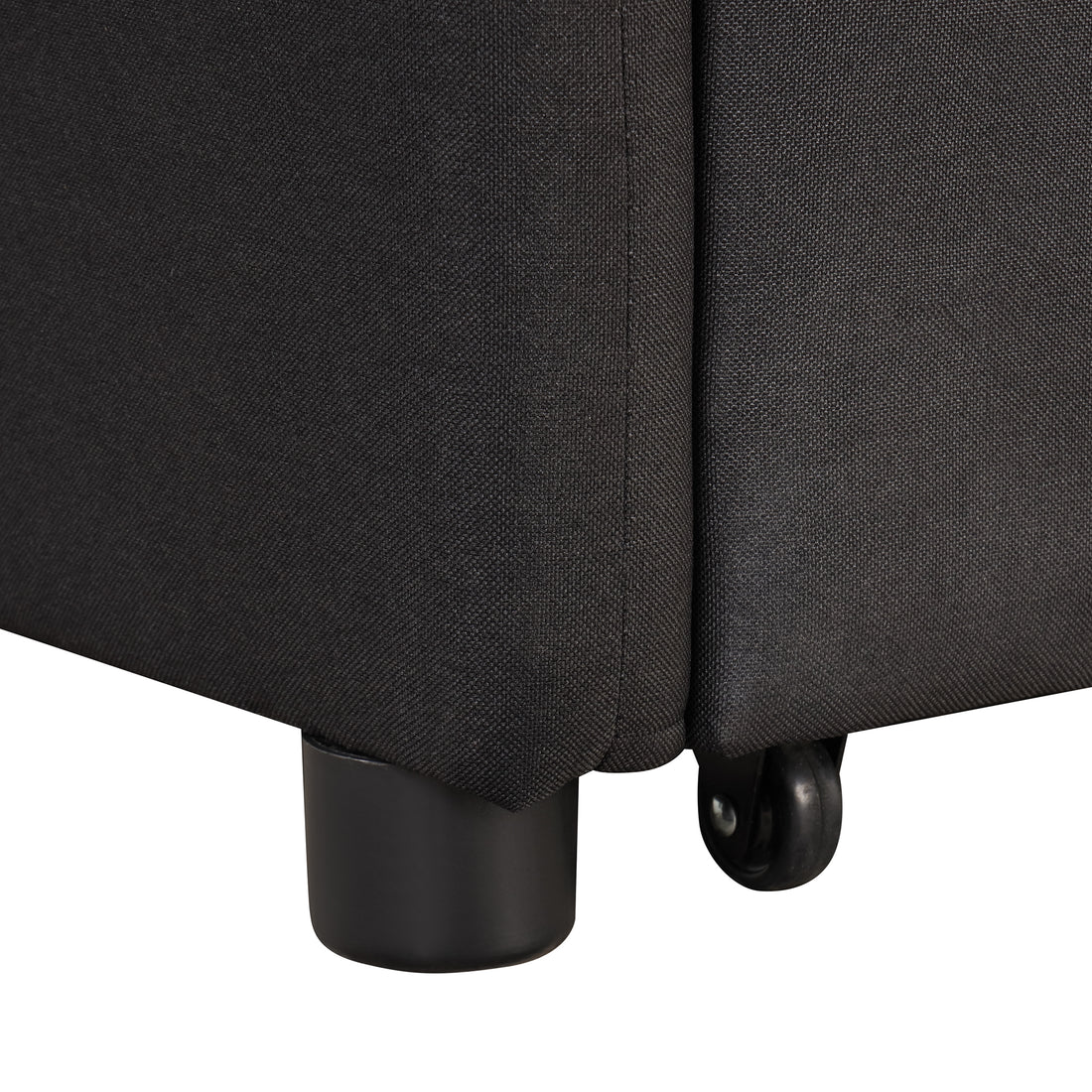 Pull Out Sofa Sleeper 3 In 1 With 2 Wing Table And Usb Charge For Nap Line Fabric For Living Room Recreation Room Black Black Foam Linen