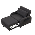 Pull Out Sofa Sleeper 3 In 1 With 2 Wing Table And Usb Charge For Nap Line Fabric For Living Room Recreation Room Black Black Foam Linen