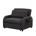 Pull Out Sofa Sleeper 3 In 1 With 2 Wing Table And Usb Charge For Nap Line Fabric For Living Room Recreation Room Black Black Foam Linen