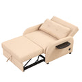 Pull Out Sofa Sleeper 3 In 1 With 2 Wing Table And Usb Charge For Nap Line Fabric For Living Room Recreation Room Beige Beige Foam Linen