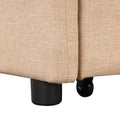 Pull Out Sofa Sleeper 3 In 1 With 2 Wing Table And Usb Charge For Nap Line Fabric For Living Room Recreation Room Beige Beige Foam Linen