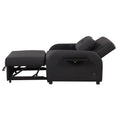 Pull Out Sofa Sleeper 3 In 1 With 2 Wing Table And Usb Charge For Nap Line Fabric For Living Room Recreation Room Black Black Foam Linen
