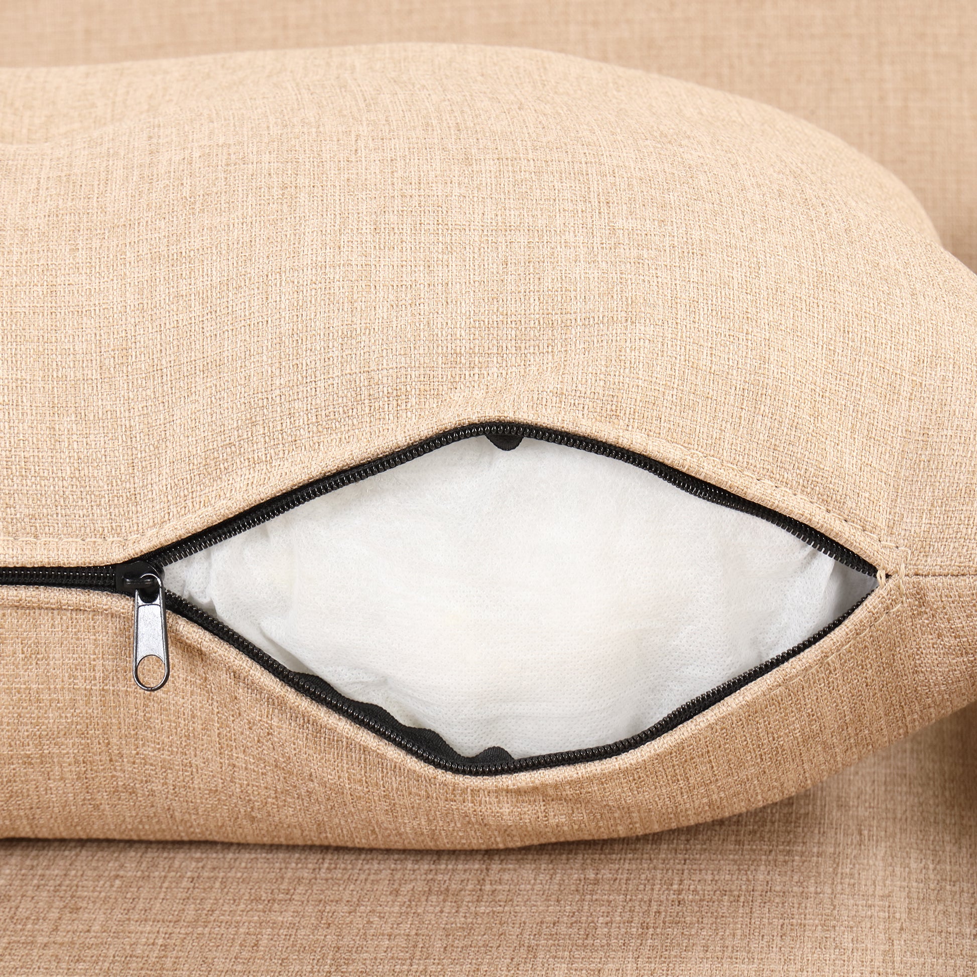 Pull Out Sofa Sleeper 3 In 1 With 2 Wing Table And Usb Charge For Nap Line Fabric For Living Room Recreation Room Beige Beige Foam Linen