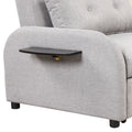 Pull Out Sofa Sleeper 3 In 1 With 2 Wing Table And Usb Charge For Nap Line Fabric For Living Room Recreation Room Grey Gray Foam Linen