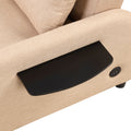 Pull Out Sofa Sleeper 3 In 1 With 2 Wing Table And Usb Charge For Nap Line Fabric For Living Room Recreation Room Beige Beige Foam Linen