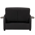 Pull Out Sofa Sleeper 3 In 1 With 2 Wing Table And Usb Charge For Nap Line Fabric For Living Room Recreation Room Black Black Foam Linen