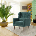 Modern Accent Chair,Chenille Arm Chairs For Living Room,Upholstered Mordern Armchair,Comfy Soft Padded Lounge Chair In Small Space, Bedroom, W Pillow, Solid Wood Leg Blackish Green Blackish Green Light Brown Primary Living Space Modern Rubberwood Foam