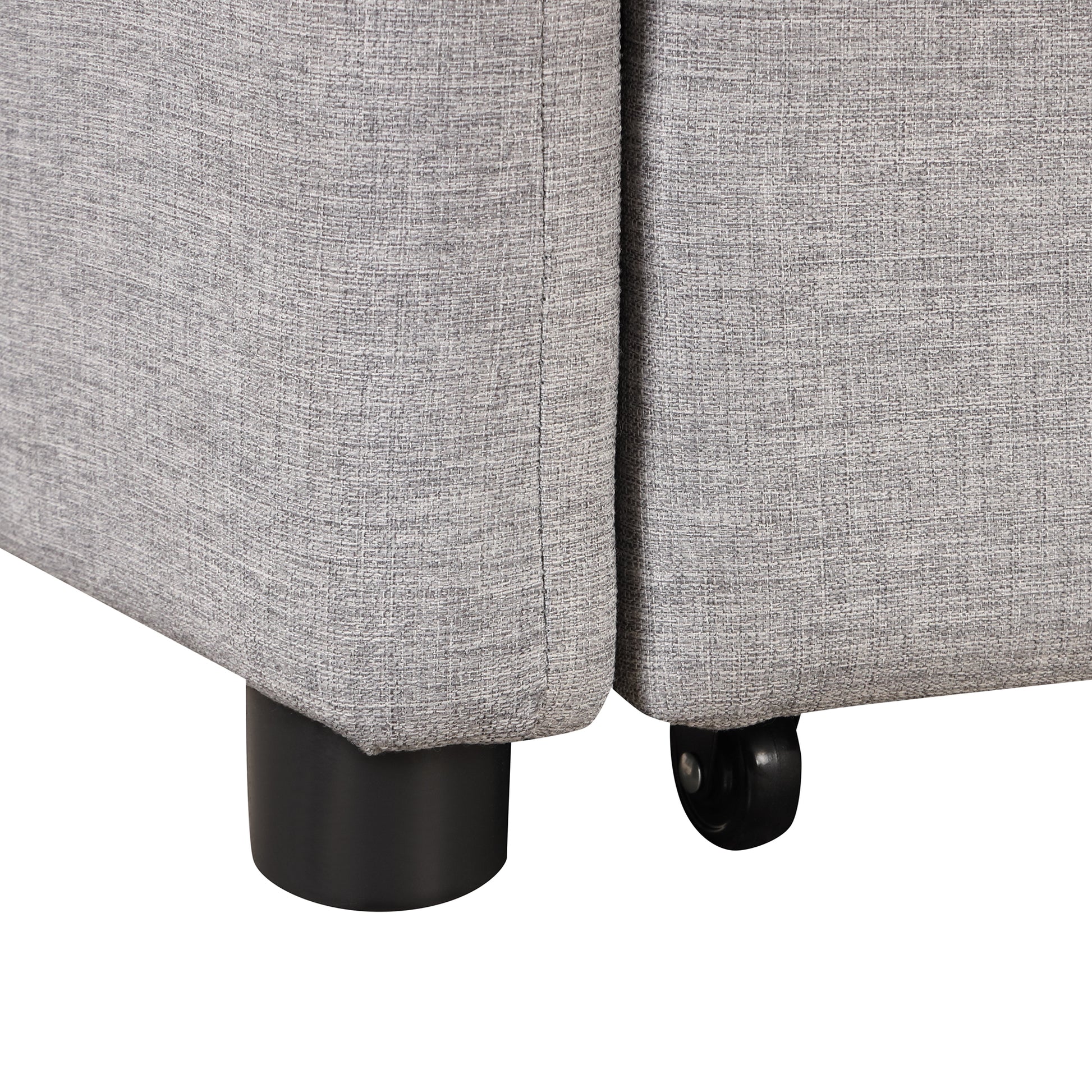 Pull Out Sofa Sleeper 3 In 1 With 2 Wing Table And Usb Charge For Nap Line Fabric For Living Room Recreation Room Grey Gray Foam Linen