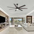 72 In Farmhouse Ceiling Fan With Plywood Blades For Dining Room Black Metal & Wood