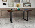 63 Inches Live Edge Dining Table Dark Brown Solid Wood