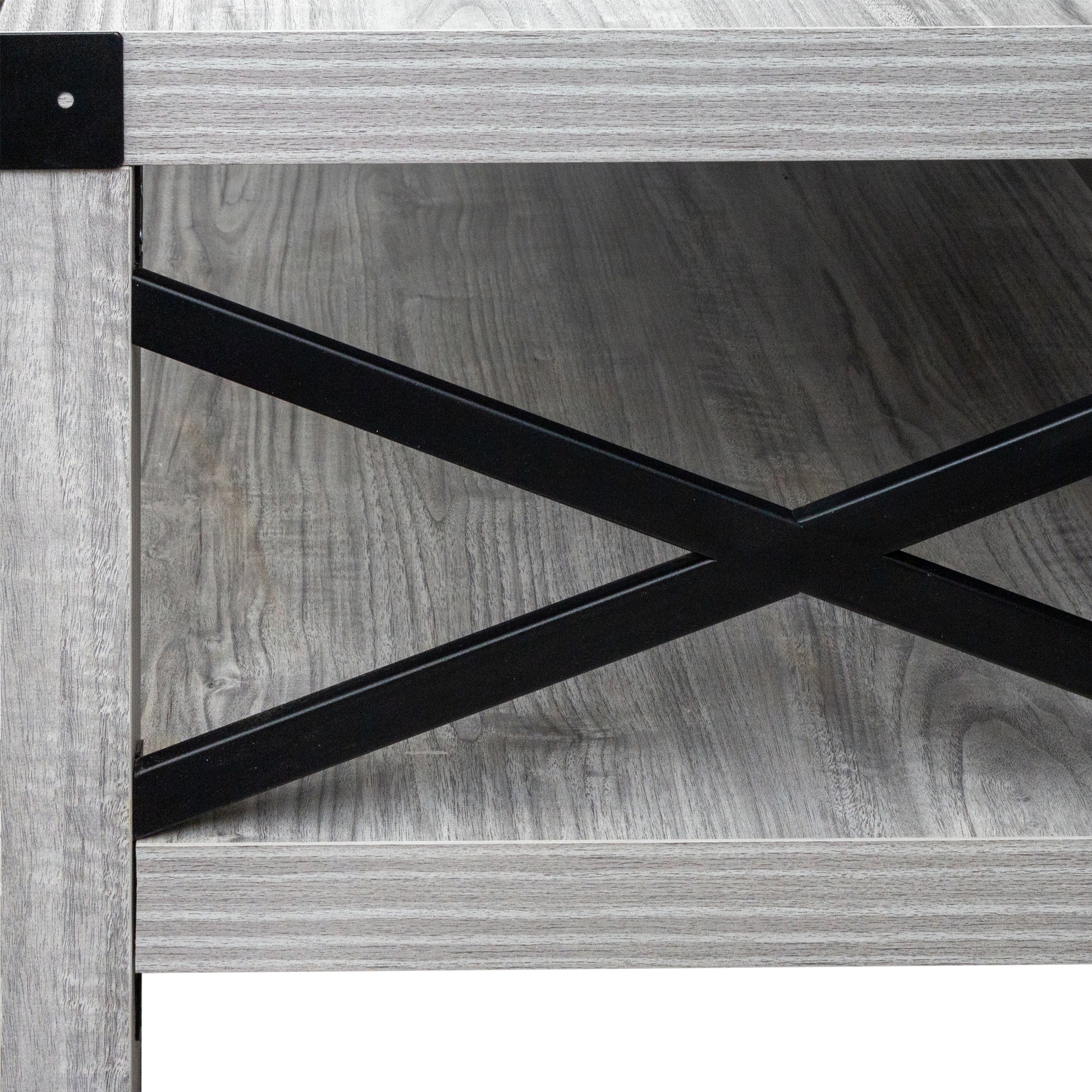 Coffee Table Plaid Grey Oak Mdf Steel