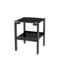 Black Tempered Glass End Table With 2 Layer, Small Side Table For Living Room Black Square Glass