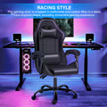 Yssoa Racing Video Backrest And Seat Height Recliner Gaming Office High Back Computer Ergonomic Adjustable Swivel Chair, Without Footrest, Black Black Leather