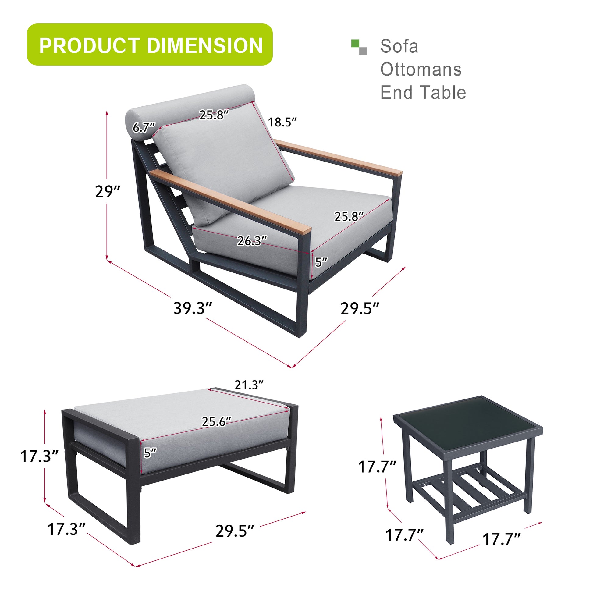 Recliner Patio Chair With Cushions And Ottoman,Waterproof Fabric Soft Cushions With Aluminium Frame Yes Complete Patio Set White Gray Seats 2 Rust Resistant Frame Fade Resistant Cushion Garden & Outdoor Casual Complete Patio Sets Aluminium Aluminium