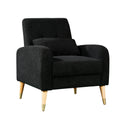 Mid Century Modern Accent Chair, Upholstered Armchair Living Room Chair, Comfy Single Sofa Chair With Sturdy Legs, Polyester Fabric Chair For Living Room Bedroom Black Primary Living Space Foam Fabric