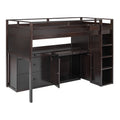 Loft Bed With Rolling Cabinet And Desk Espresso Espresso Solid Wood Mdf