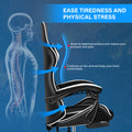 Yssoa Racing Video Backrest And Seat Height Recliner Gaming Office High Back Computer Ergonomic Adjustable Swivel Chair, With Footrest, Black White Black Leather