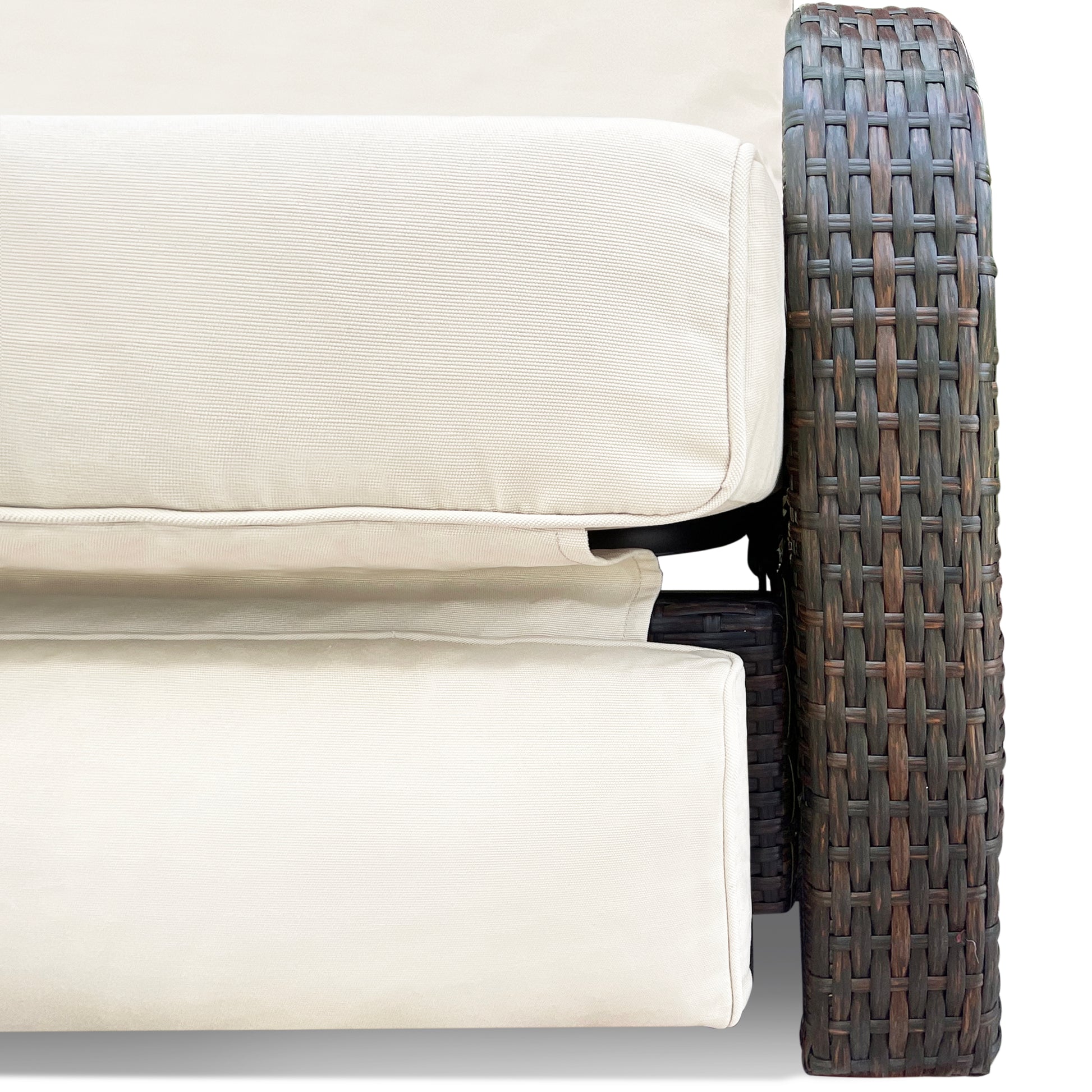 Outdoor Recliner, Automatic Adjustable Wicker Lounge Recliner Chair With Comfy Thicken Cushion, All Weather Aluminum Frame, Brown Wicker Beige Cushion Yes Lounge Beige Brown Rust Resistant Frame Fade Resistant Cushion Garden & Outdoor Classic Complete