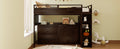 Loft Bed With Rolling Cabinet And Desk Espresso Espresso Solid Wood Mdf