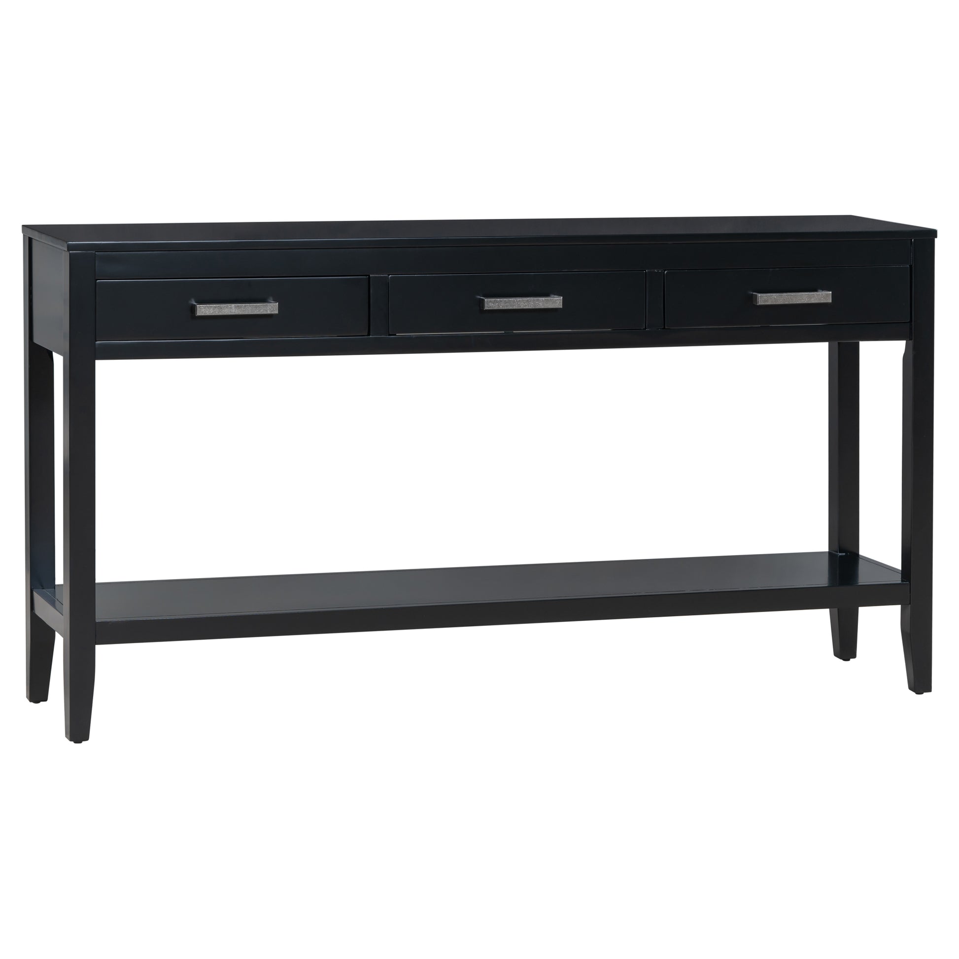Contemporary 3 Drawer Console Table With 1 Shelf, Entrance Table For Entryway, Hallway, Living Room, Foyer, Corridor Black Solid Wood Mdf