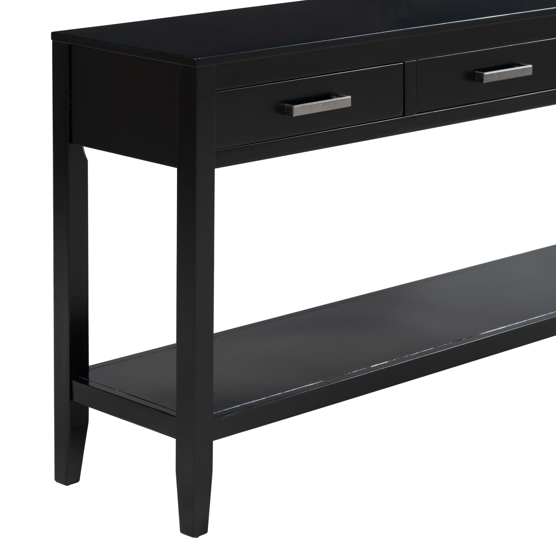 Contemporary 3 Drawer Console Table With 1 Shelf, Entrance Table For Entryway, Hallway, Living Room, Foyer, Corridor Black Solid Wood Mdf
