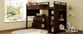 Loft Bed With Rolling Cabinet And Desk Espresso Espresso Solid Wood Mdf