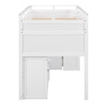 Loft Bed With Rolling Cabinet And Desk White White Solid Wood Mdf