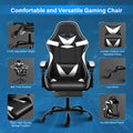 Yssoa Racing Video Backrest And Seat Height Recliner Gaming Office High Back Computer Ergonomic Adjustable Swivel Chair, With Footrest, Black White Black Leather