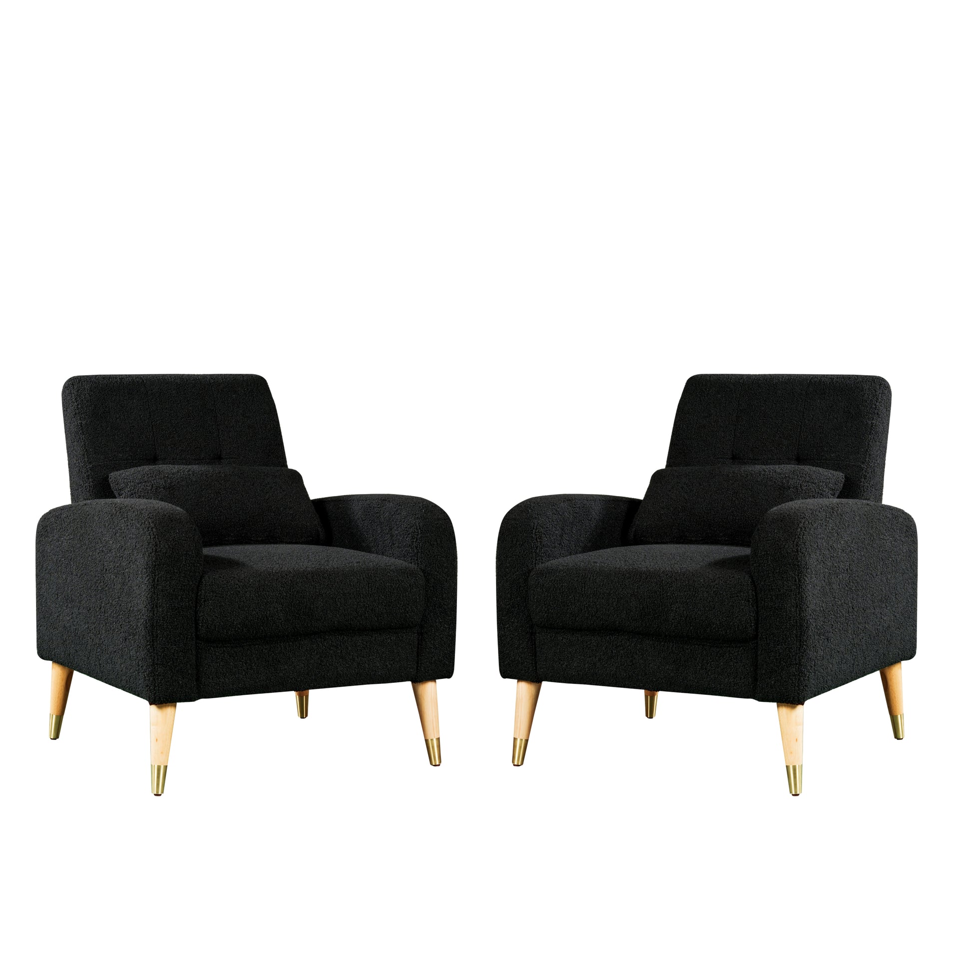 Mid Century Modern Accent Chair, Upholstered Armchair Living Room Chair, Comfy Single Sofa Chair With Sturdy Legs, Polyester Fabric Chair For Living Room Bedroom Black Primary Living Space Foam Fabric