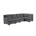 Sectional Modular Sofa With 2 Tossing Cushions And Solid Frame For Living Room Gray Polyester