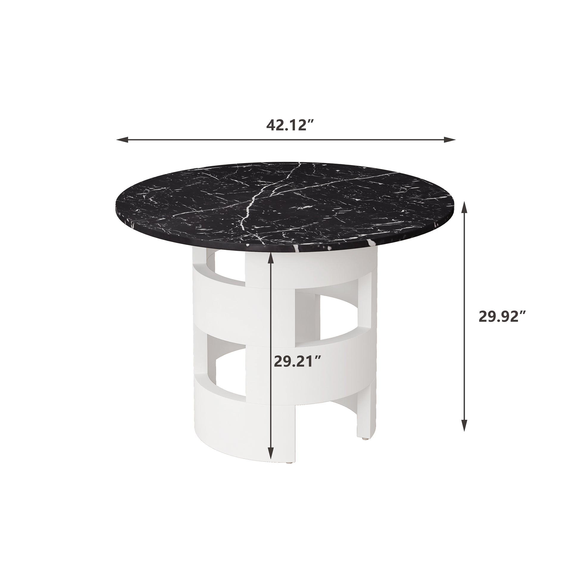42.12"Modern Round Dining Table With Printed Black Marble Table Top For Dining Room, Kitchen, Living Room,Black White Black White Mdf