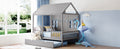 Full Size Wood House Bed With Twin Size Trundle, Wooden Daybed, Gray Full Gray Solid Wood