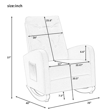 Baby Room High Back Rocking Chair Nursery Chaircomfortable Rocker Fabric Padded Seat ,Modern High Back Armchair Dark Gray Cotton
