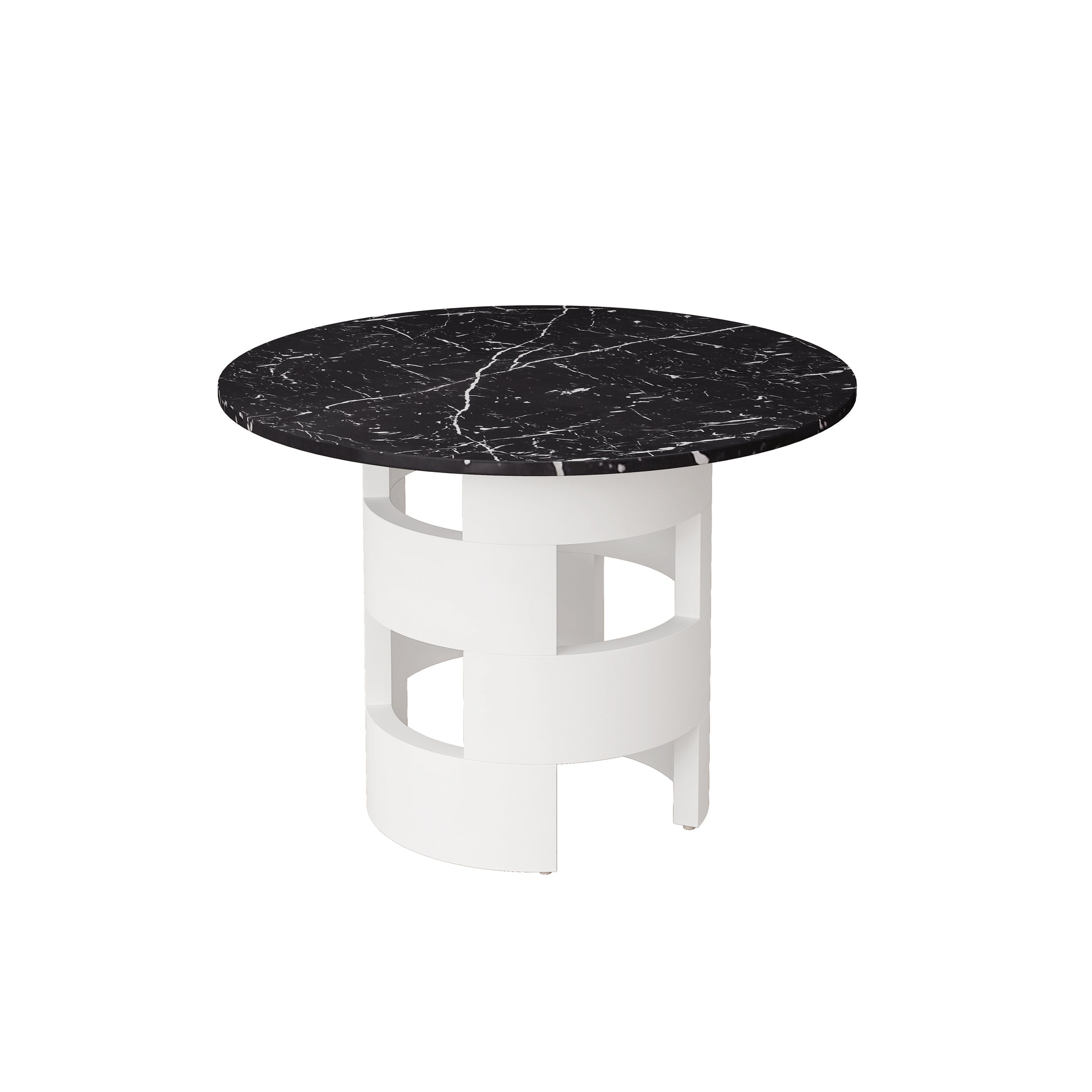 42.12"Modern Round Dining Table With Printed Black Marble Table Top For Dining Room, Kitchen, Living Room,Black White Black White Mdf