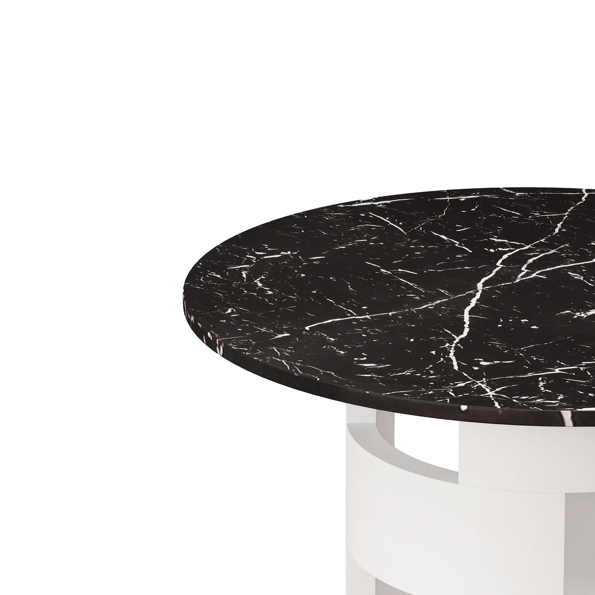 42.12"Modern Round Dining Table With Printed Black Marble Table Top For Dining Room, Kitchen, Living Room,Black White Black White Mdf