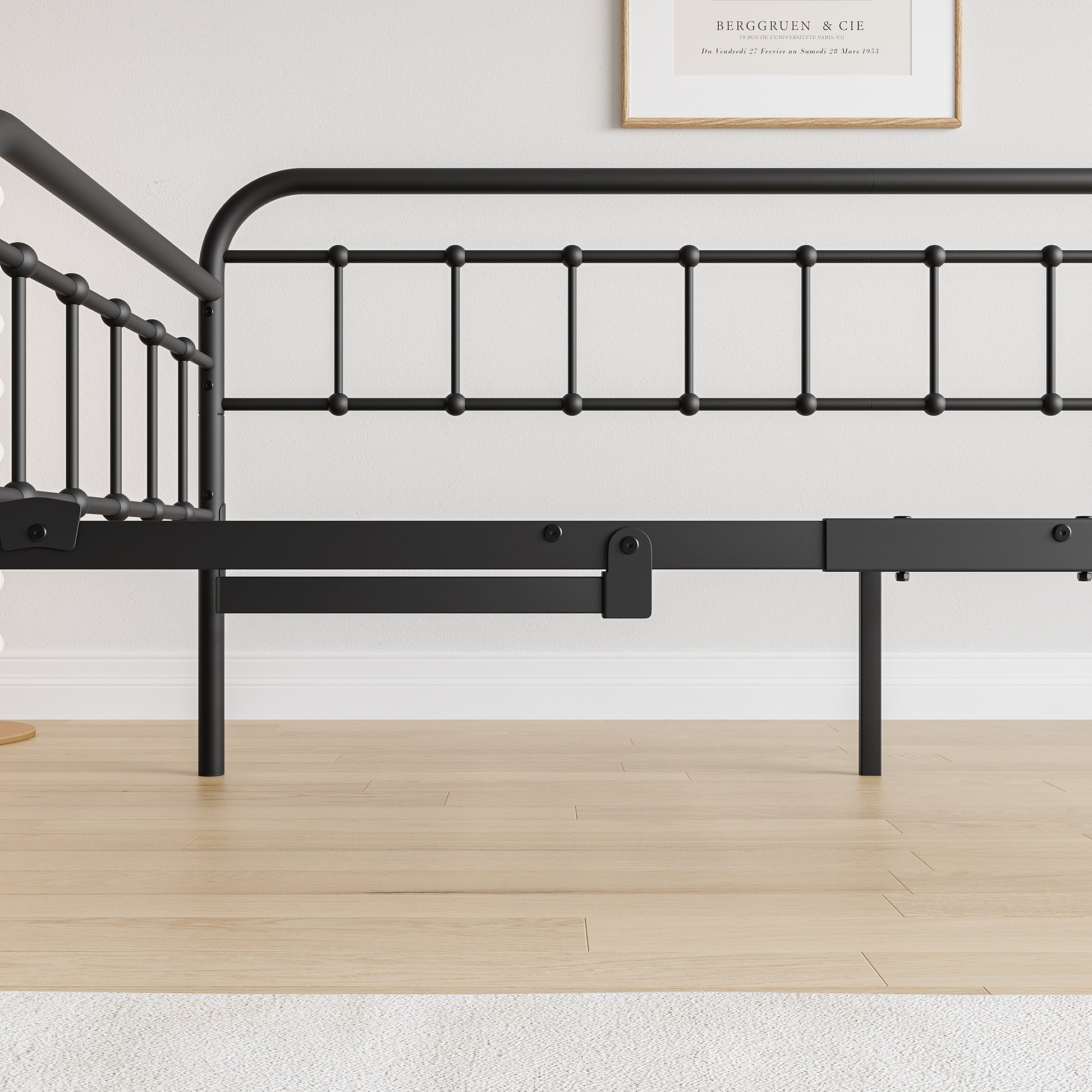 Twin Size Metal Daybed Frame With Trundle, Heavy Duty Steel Slat Support Sofa Bed Platform With Headboard, No Box Spring Needed, Black Box Spring Not Required Twin Black Metal Bedroom Metal