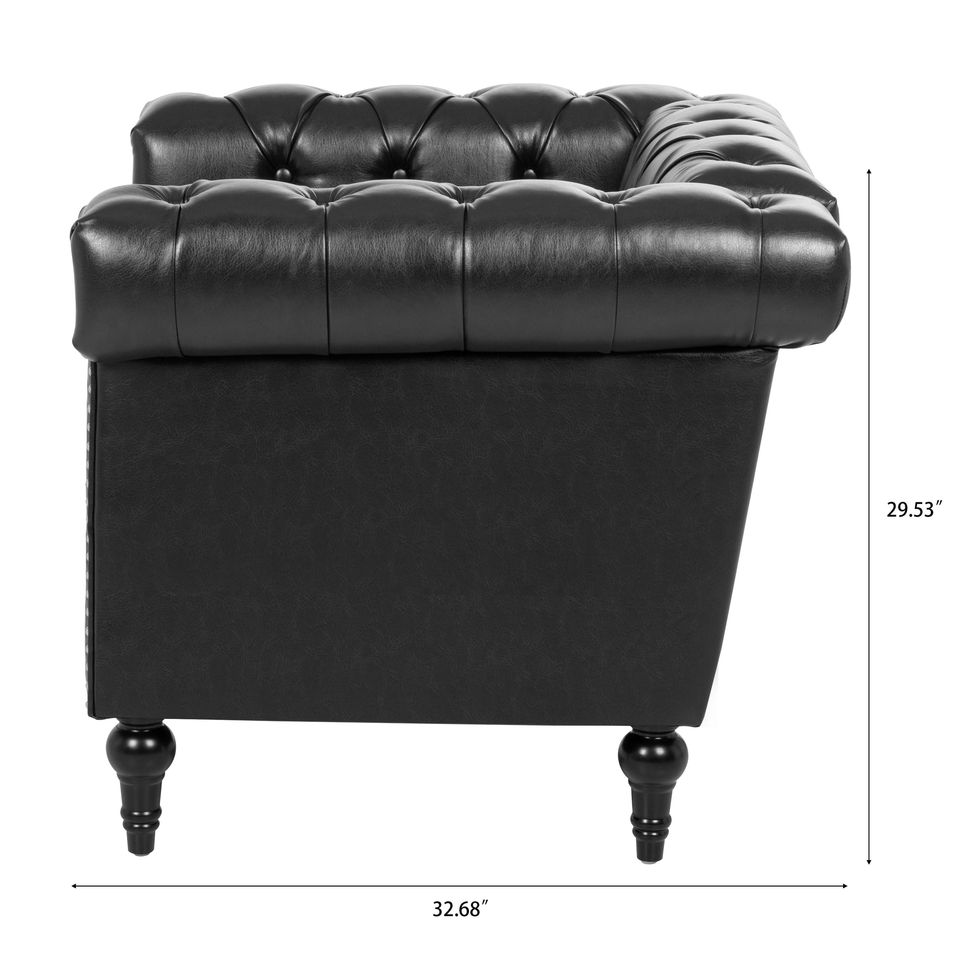 1 Seater Sofa For Living Room Black Pu