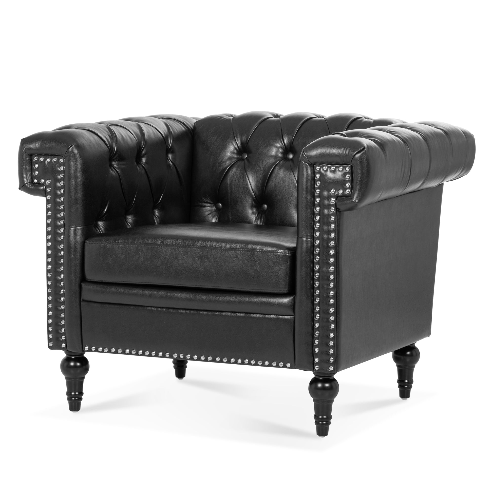1 Seater Sofa For Living Room Black Pu