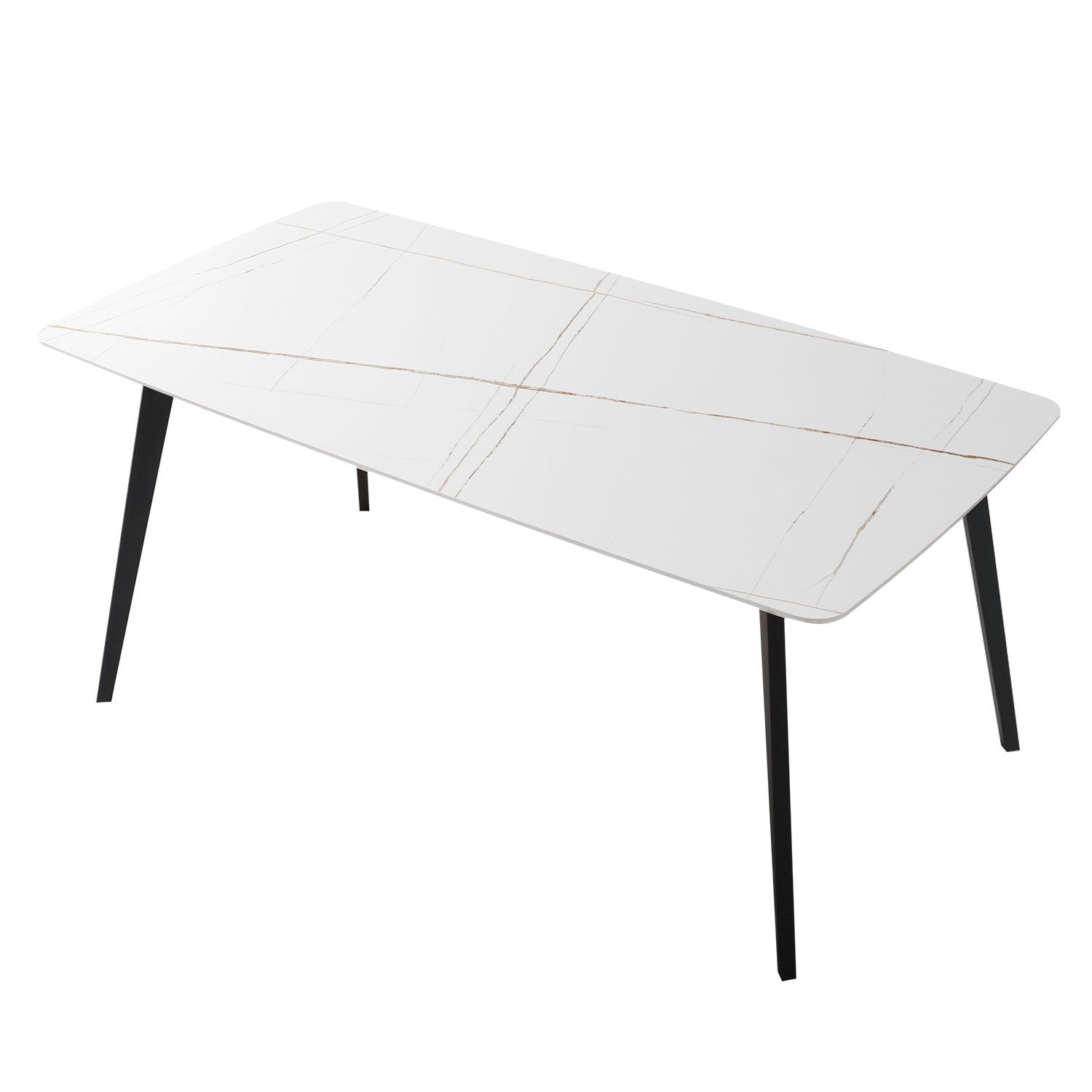 J3710 Porcelain Dining Table White 63'' White Foam Ceramic