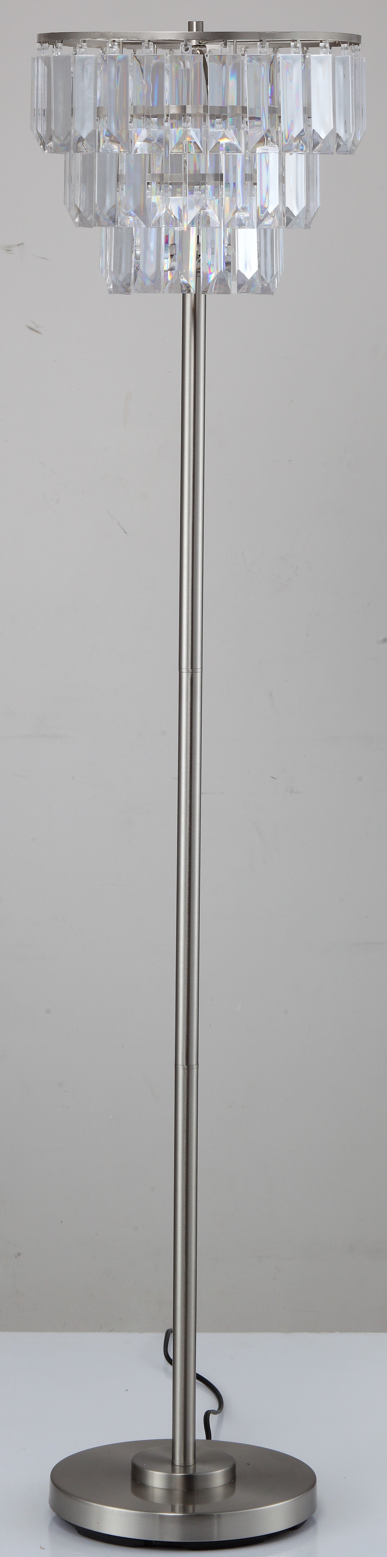60.5"H Contemporary Crystal Shade Floor Lamp 1Pc Ctn 1.25 17.63 Brushed Nickel Metal