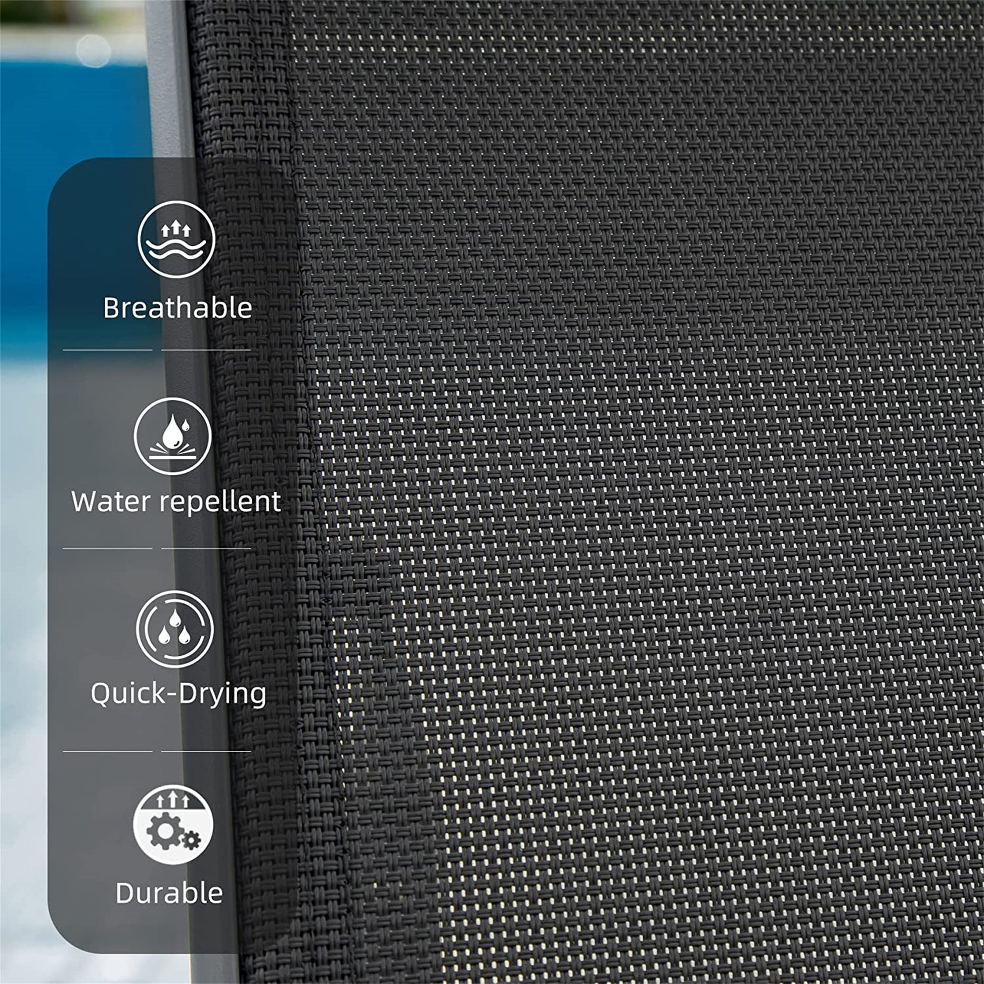 Patio Chaise Lounge Set, 3 Pieces Aluminum Adjustable Pool Lounge Chairs Textilene Sunbathing Recliner With Headrest Grey,2 Lounge Chairs 1 Table Grey Aluminium