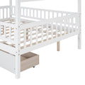 Full Size Wooden House Bed With Two Drawers, White Box Spring Not Required Full White Wood White Bedroom Pine Bed Frame Wood
