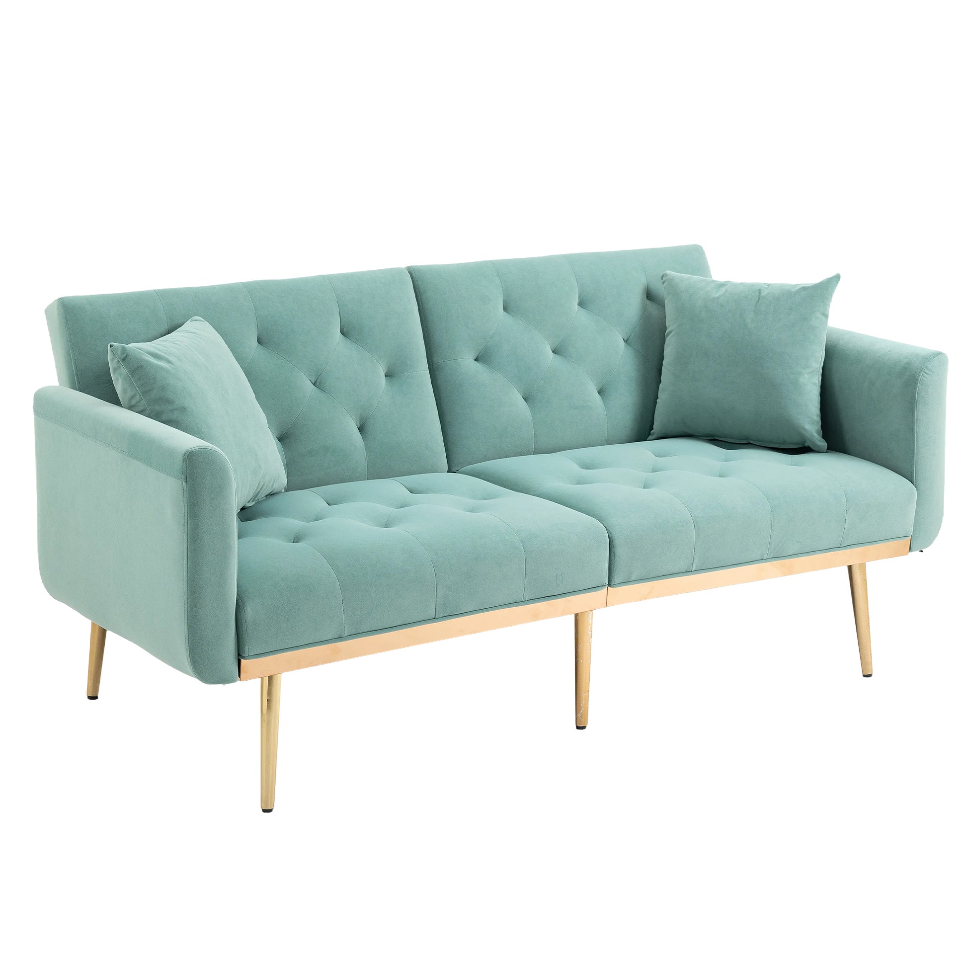 Coolmore Velvet Sofaaccent Sofa .Seat Sofa With Metal Feet Mint Green Polyester