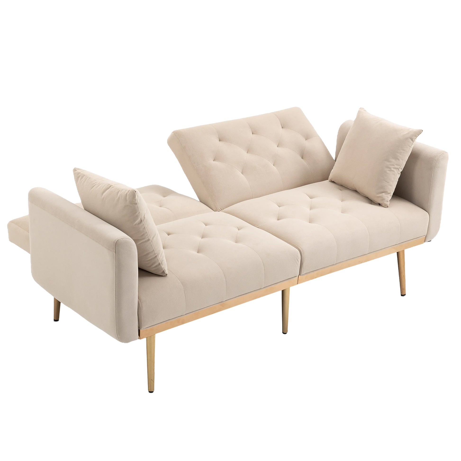 Coolmore Velvet Sofaaccent Sofa .Seat Sofa With Metal Feet Beige Polyester