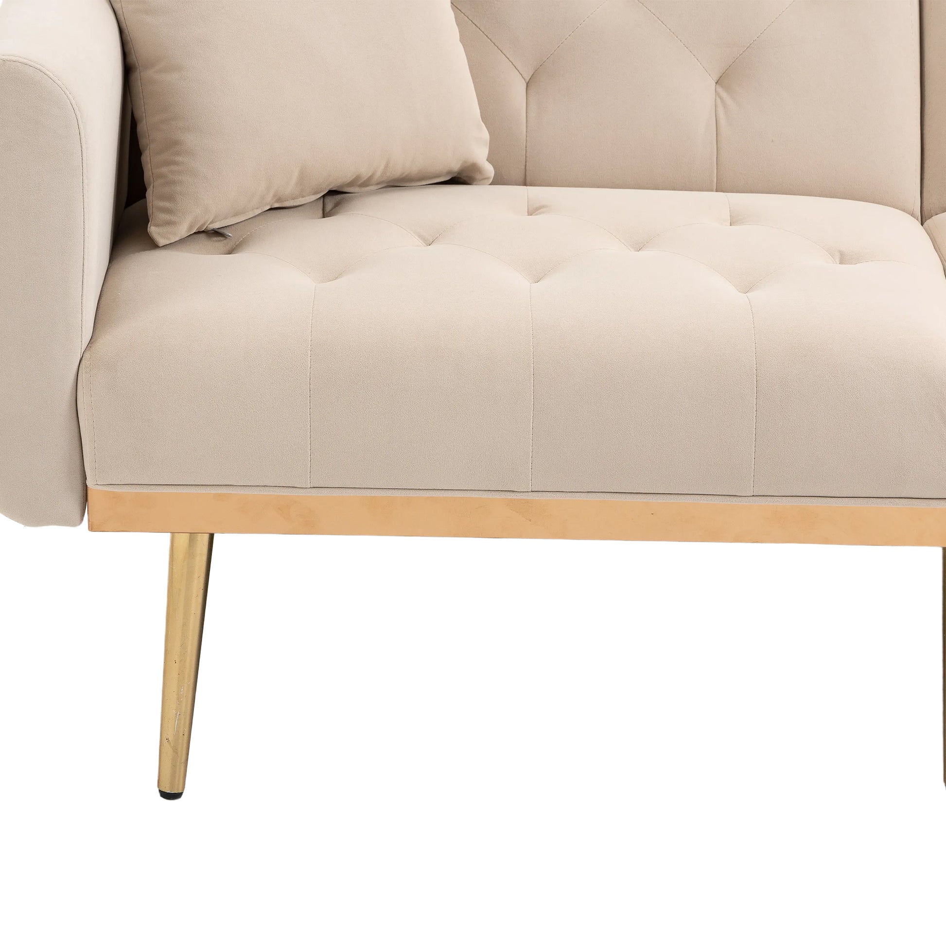 Coolmore Velvet Sofaaccent Sofa .Seat Sofa With Metal Feet Beige Polyester