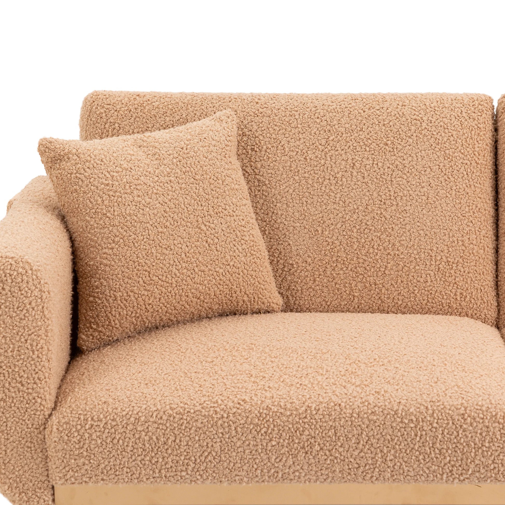 Coolmore Velvet Sofaaccent Sofa .Seat Sofa With Metal Feet Camel Teddy Polyester